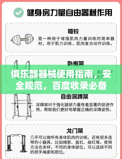俱乐部器械使用指南，安全规范，百度收录必备！