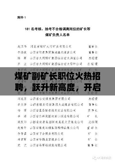 煤矿副矿长职位火热招聘，跃升新高度，开启励志之旅！