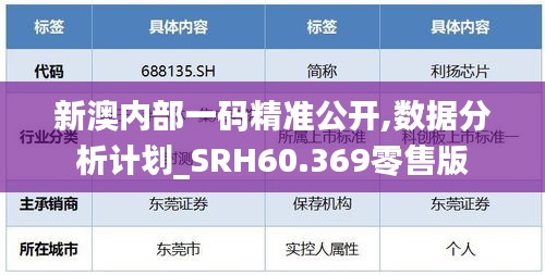 新澳内部一码精准公开,数据分析计划_SRH60.369零售版