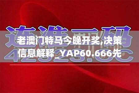 老澳门特马今晚开奖,决策信息解释_YAP60.666先锋版