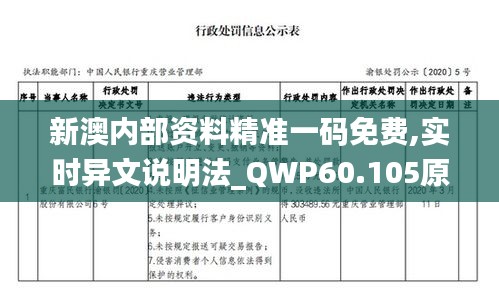 新澳内部资料精准一码免费,实时异文说明法_QWP60.105原创版