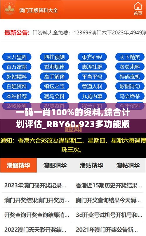 一码一肖100%的资料,综合计划评估_RBY60.923多功能版