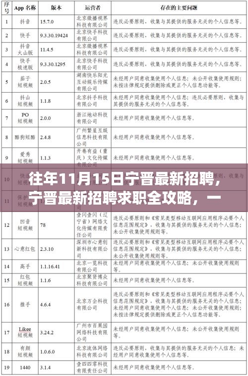 往年11月15日宁晋最新招聘，宁晋最新招聘求职全攻略，一步步教你如何成功应聘心仪职位