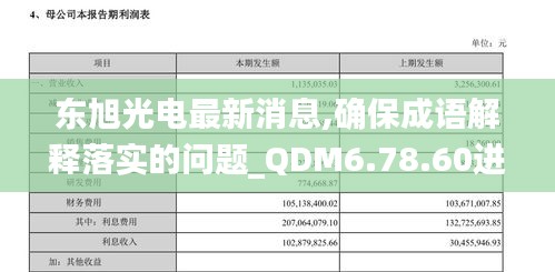 东旭光电最新消息,确保成语解释落实的问题_QDM6.78.60进口版