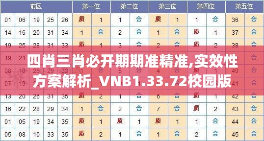 四肖三肖必开期期准精准,实效性方案解析_VNB1.33.72校园版