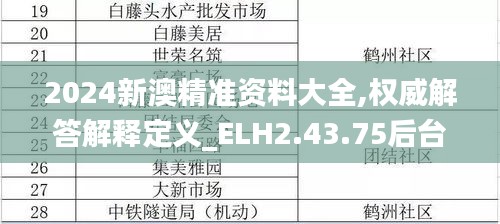 2024新澳精准资料大全,权威解答解释定义_ELH2.43.75后台版