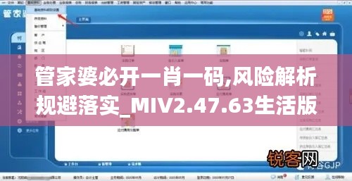 管家婆必开一肖一码,风险解析规避落实_MIV2.47.63生活版