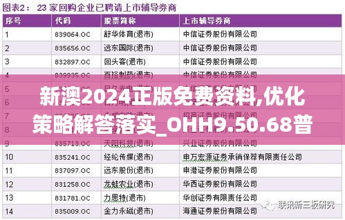 新澳2024正版免费资料,优化策略解答落实_OHH9.50.68普及版