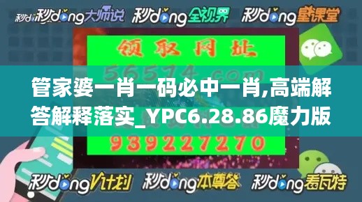 管家婆一肖一码必中一肖,高端解答解释落实_YPC6.28.86魔力版