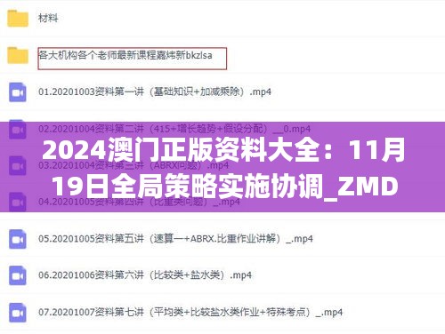 2024澳门正版资料大全：11月19日全局策略实施协调_ZMD3.27.91生活版