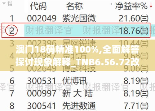 澳门18码精准100%,全面解答探讨现象解释_TNB6.56.72改进版