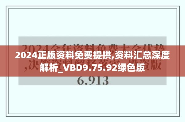 2024正版资料免费提拱,资料汇总深度解析_VBD9.75.92绿色版