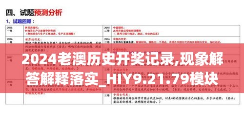 2024老澳历史开奖记录,现象解答解释落实_HIY9.21.79模块版