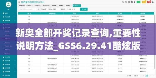 新奥全部开奖记录查询,重要性说明方法_GSS6.29.41酷炫版