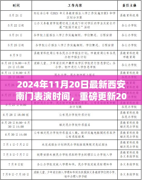 2024年11月20日最新西安南门表演时间，重磅更新2024年11月20日西安南门表演时间大揭秘，精彩不容错过！