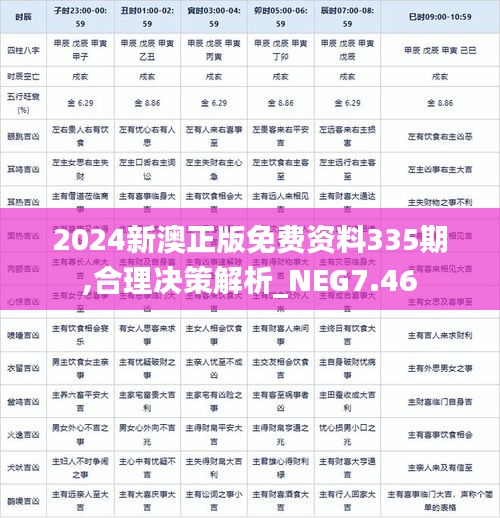 2024新澳正版免费资料335期,合理决策解析_NEG7.46