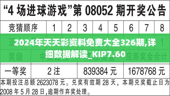 2024年天天彩资料免费大全326期,详细数据解读_KIP7.60