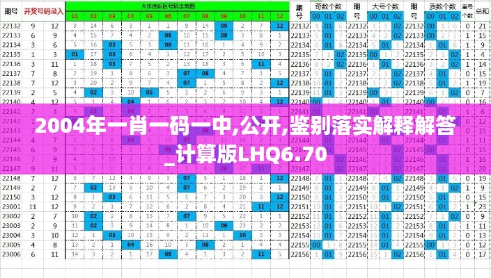 2004年一肖一码一中,公开,鉴别落实解释解答_计算版LHQ6.70