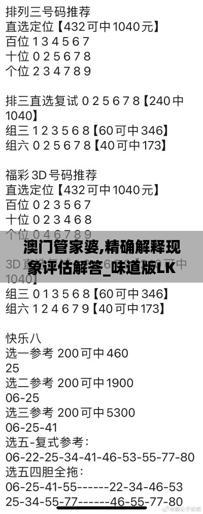 澳门管家婆,精确解释现象评估解答_味道版LKT2.37