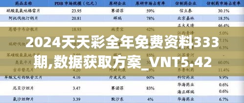 2024天天彩全年免费资料333期,数据获取方案_VNT5.42