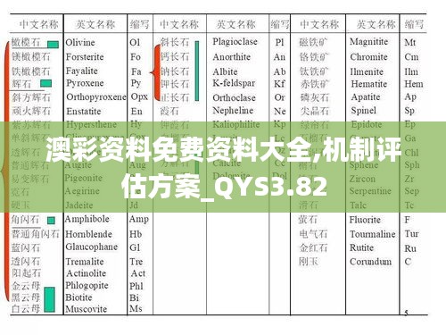 澳彩资料免费资料大全,机制评估方案_QYS3.82