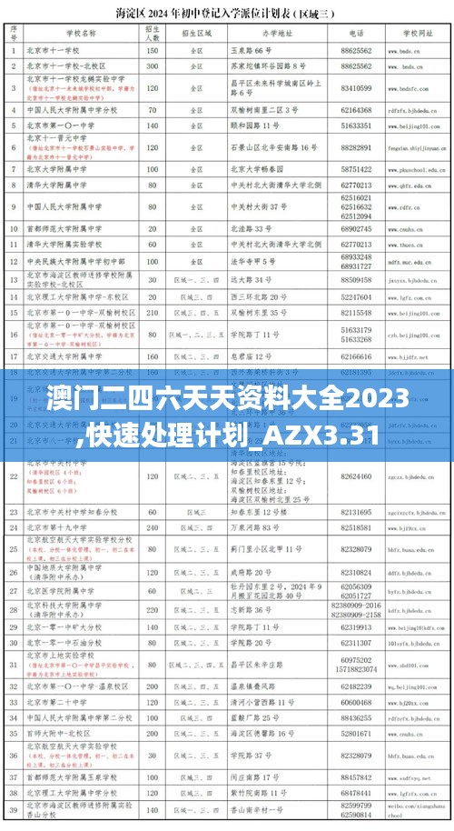 澳门二四六天天资料大全2023,快速处理计划_AZX3.31