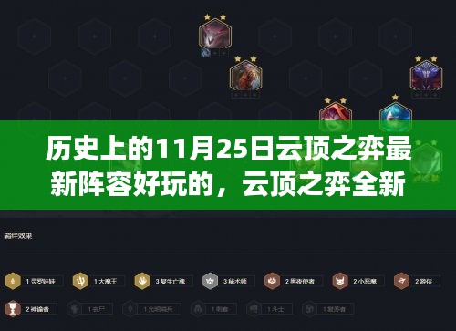 历史上的11月25日云顶之弈最新阵容好玩的，云顶之弈全新阵容，科技巨擘的巅峰对决，改变未来的游戏盛宴