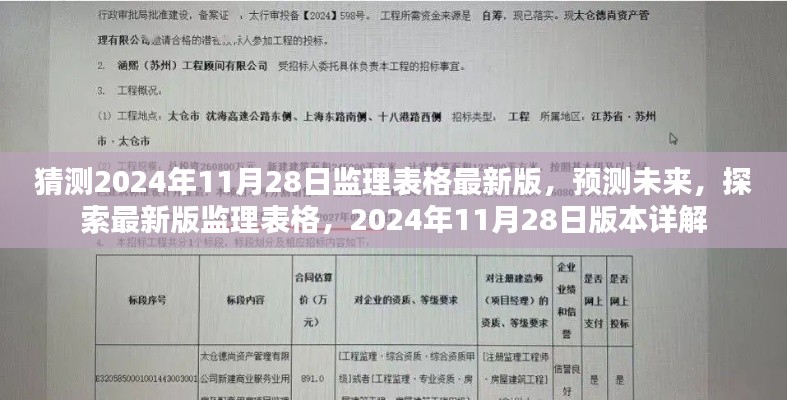 2024年监理表格最新版详解，预测未来，探索未来版本趋势