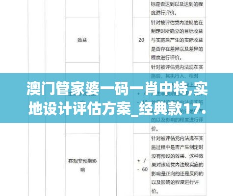 澳门管家婆一码一肖中特,实地设计评估方案_经典款17.414