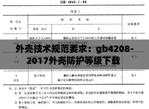 外壳技术规范要求：gb4208-2017外壳防护等级下载 