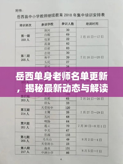 岳西单身老师名单更新，揭秘最新动态与解读