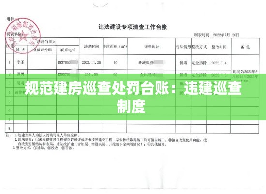 规范建房巡查处罚台账：违建巡查制度 