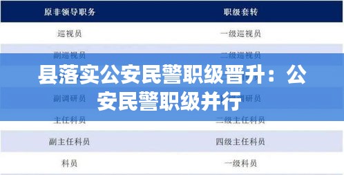 县落实公安民警职级晋升：公安民警职级并行 