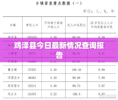 鸡泽县今日最新情况查询报告