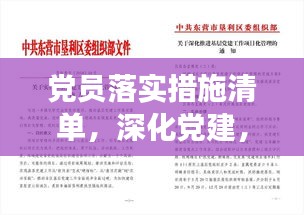 党员落实措施清单，深化党建，实效显著，推动发展新篇章