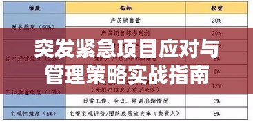 突发紧急项目应对与管理策略实战指南