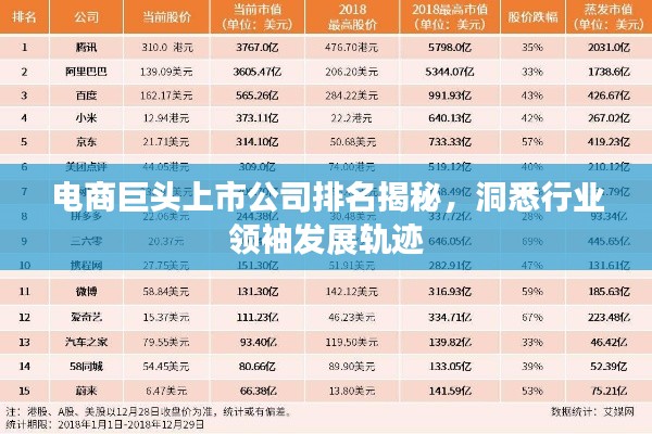 电商巨头上市公司排名揭秘，洞悉行业领袖发展轨迹