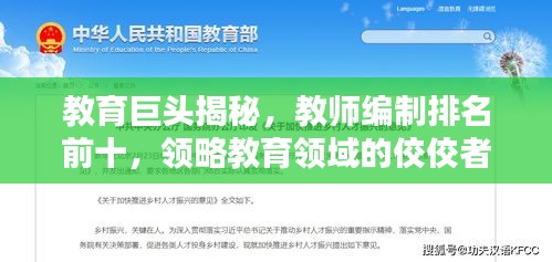 教育巨头揭秘，教师编制排名前十，领略教育领域的佼佼者风采！